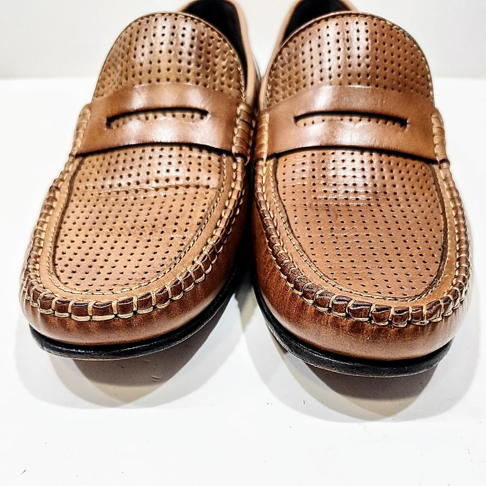 Bostonian Penny Loafers Men’s 8.5M Tan Brown Leather Slip-On Dress Casual Shoes